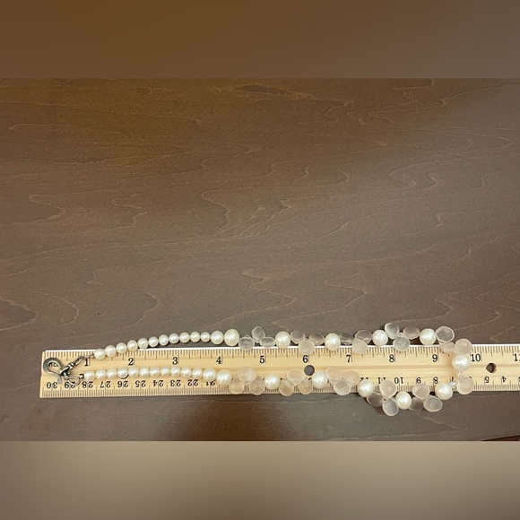 vintage real pearls and rose quartz statement necklace with sterling silver hook - Picture 7 of 7